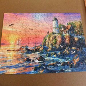 Lighthouse At Sunset Ravensburger 500 piece Jigsaw Puzzle 19x14 inches COMPLETE